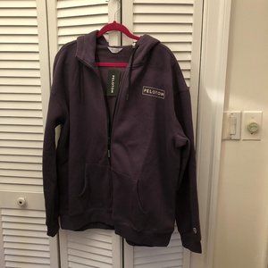 Peloton Fitness Apparel Men Full zip drawstring purple hoodie, XL